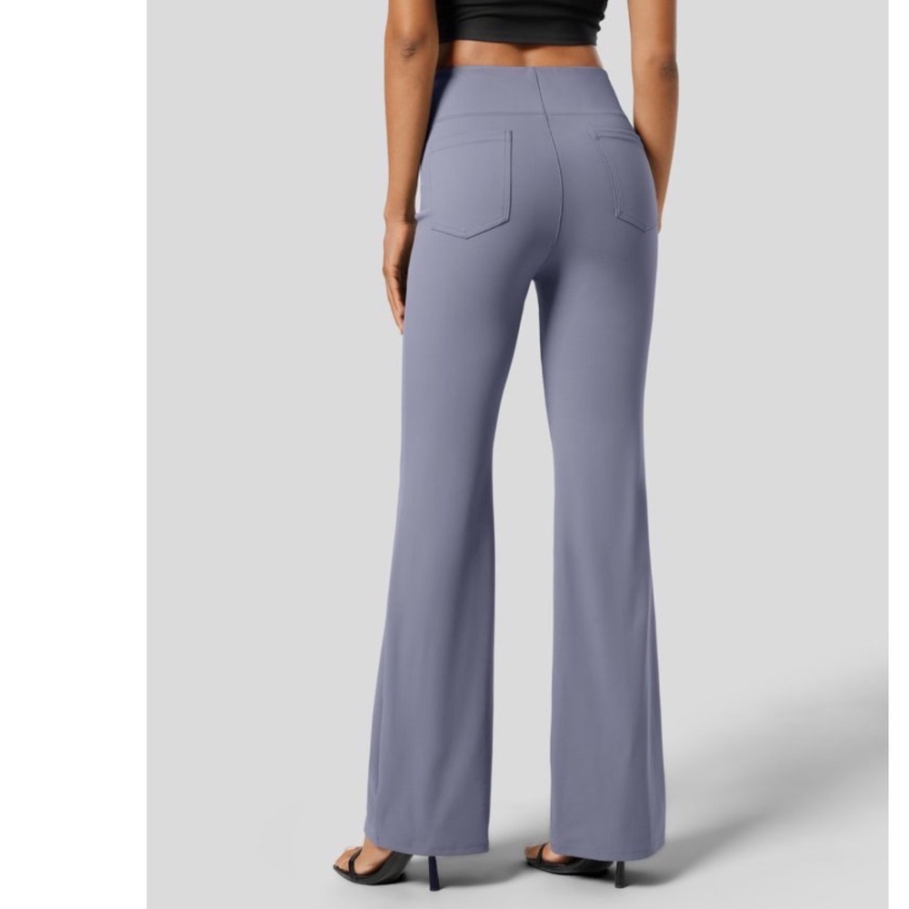 Halara XL High Waisted Flare Work Pants SculptKnit Blue Purple Tummy Control NEW - Picture 5 of 12